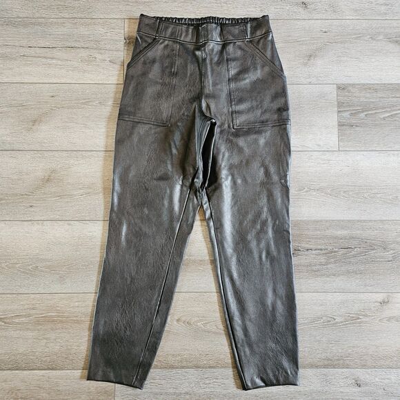 SPANX Pants - Spanx Joggers Tappered Womens M Black Faux Leather Pull on pants